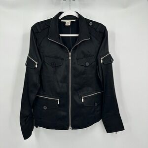 Esther Chen‎ Womens Y2K Vintage Satin Military Jacket Size 12 Structured Edgy